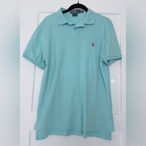Polo Ralph Lauren Men's Light Teal Polo Shirt,‎ Medium